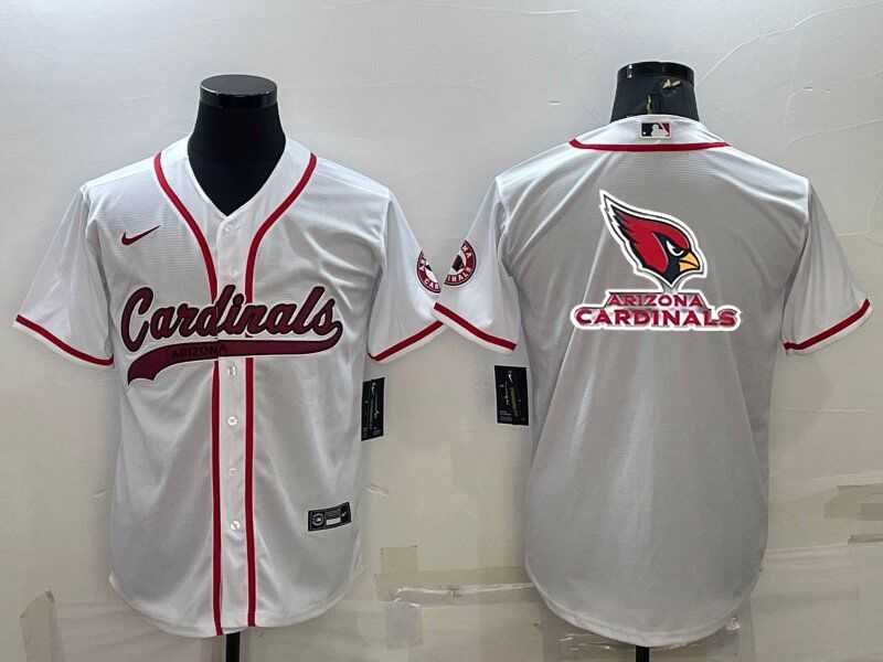 Mens Arizona Cardinals White Team Big Logo With Patch Cool Base Stitched Baseball Jersey